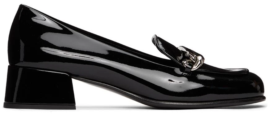 商品Miu Miu|Black Patent Vernice Chain Loafers,价格¥8834,第1张图片