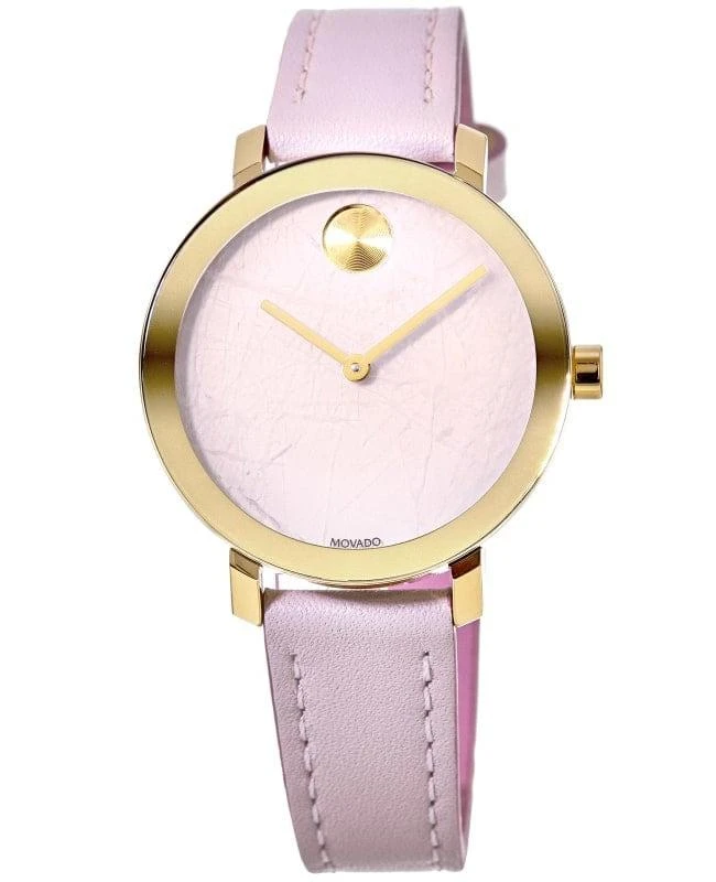 商品Movado|Movado Bold Evolution Rose Dial Leather Strap Women&apos;s Watch 3600701,价格¥1826,第1张图片