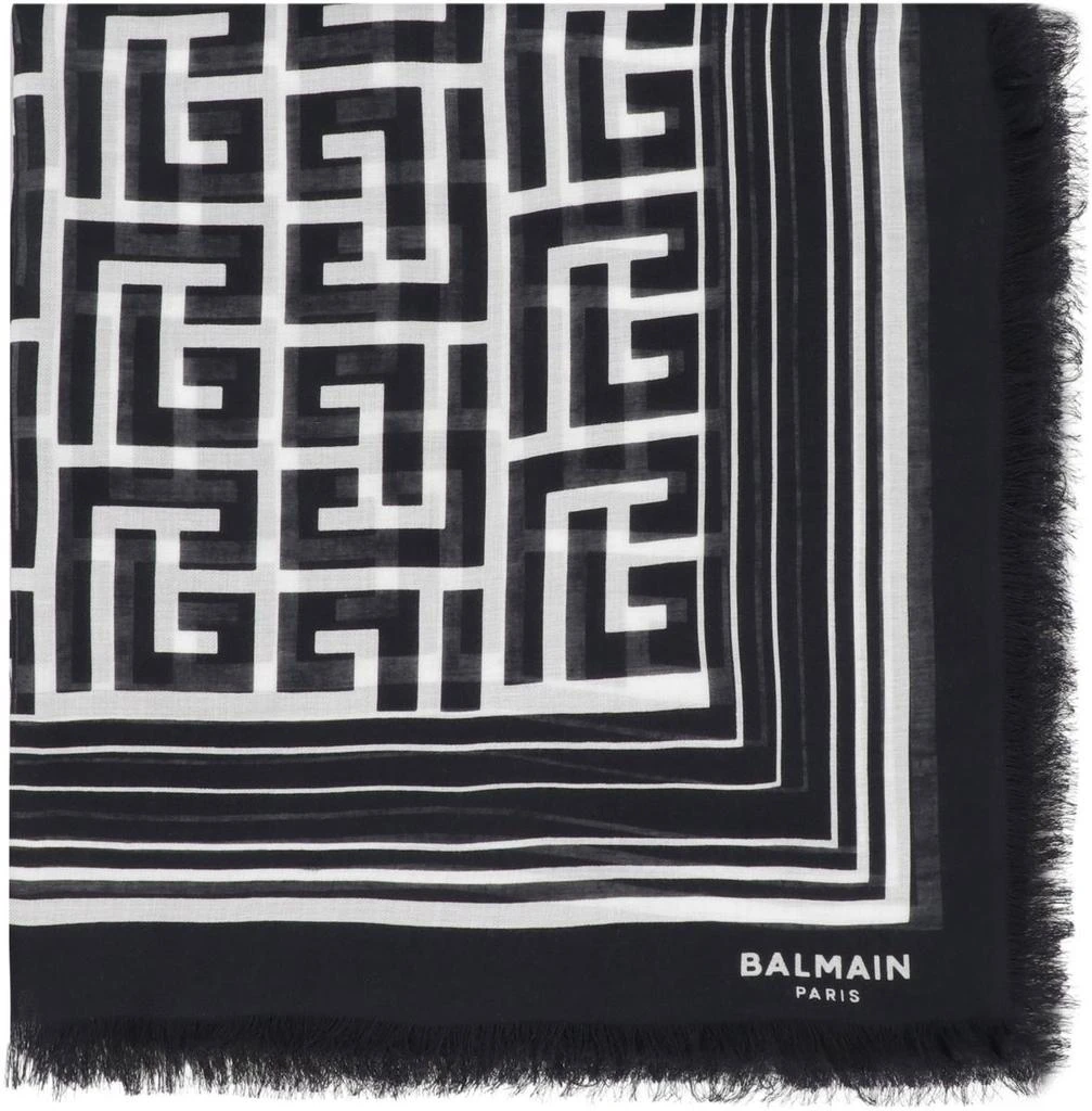 商品Balmain|BALMAIN JACQUARD SHAWL WITH FRAYED EDGES,价格¥2356,第2张图片详细描述
