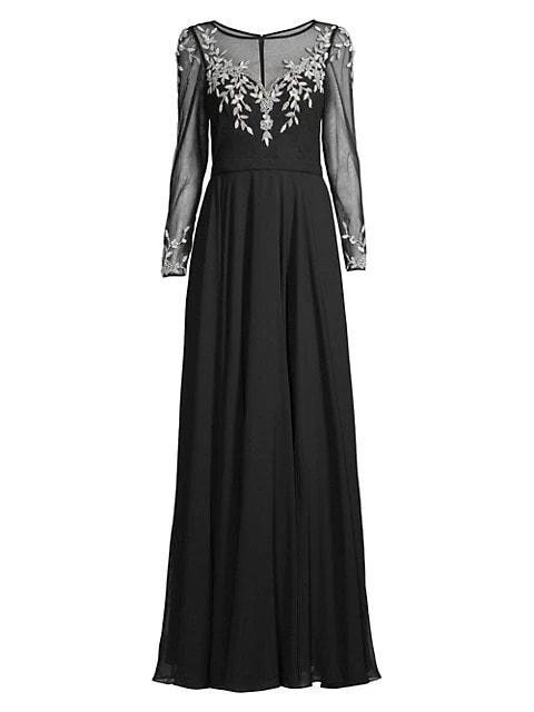 商品Basix Black Label|Embellished Long Sleeve Gown,价格¥2668,第1张图片