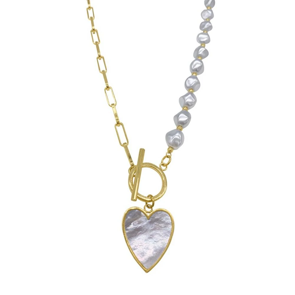 商品ADORNIA|Imitation Pearl and Chain Heart Toggle Necklace,价格¥180,第1张图片