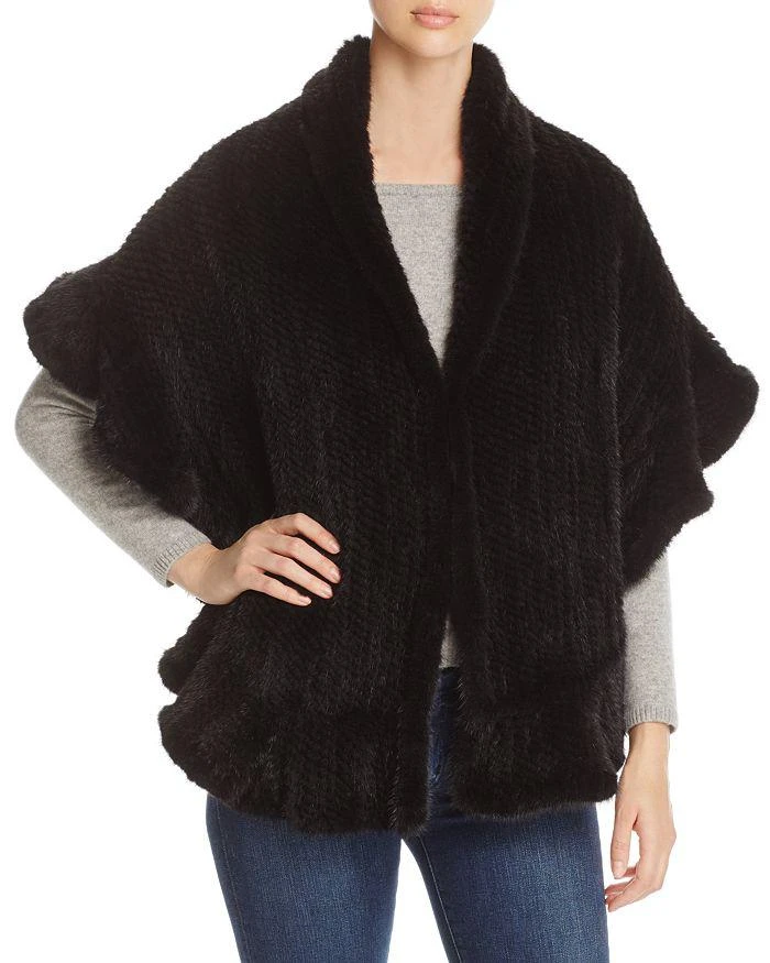 商品Maximilian|Knitted Mink Ruffled Stole,价格¥10436,第1张图片