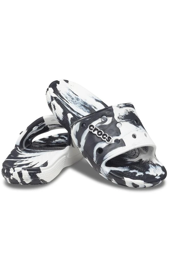 商品Crocs|Classic Crocs Marbled Slide - White/Black,价格¥142,第2张图片详细描述