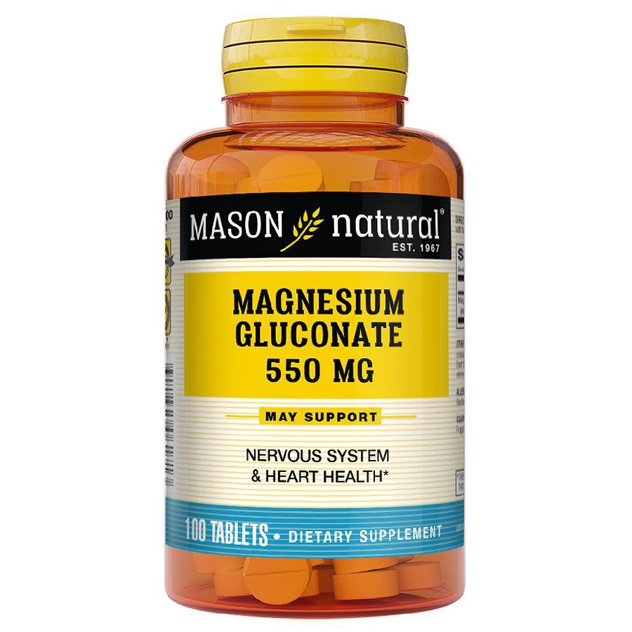 商品Mason Natural|Magnesium Gluconate, 550mg, Tablets,价格¥58,第1张图片