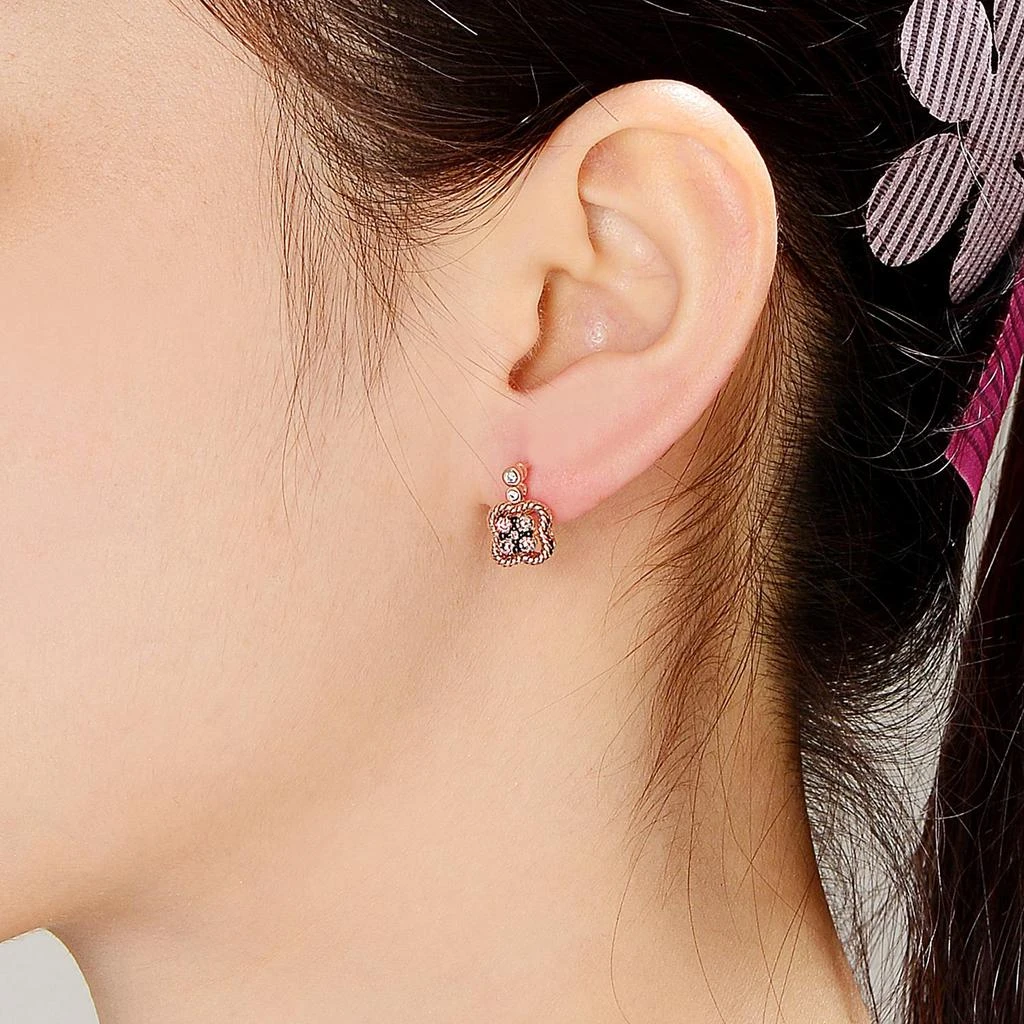 商品Genevive|Sterling Silver Rose Gold Plated Coffee Cubic Zirconia Drop Earrings,价格¥446,第3张图片详细描述