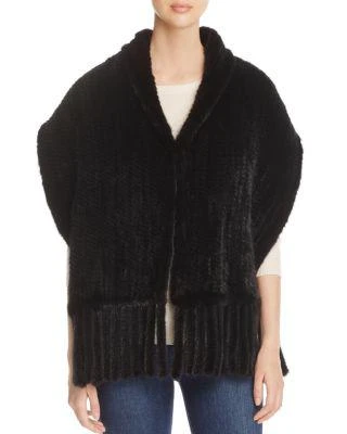 商品Maximilian|Fringed Knit Mink Stole,价格¥3385,第1张图片详细描述