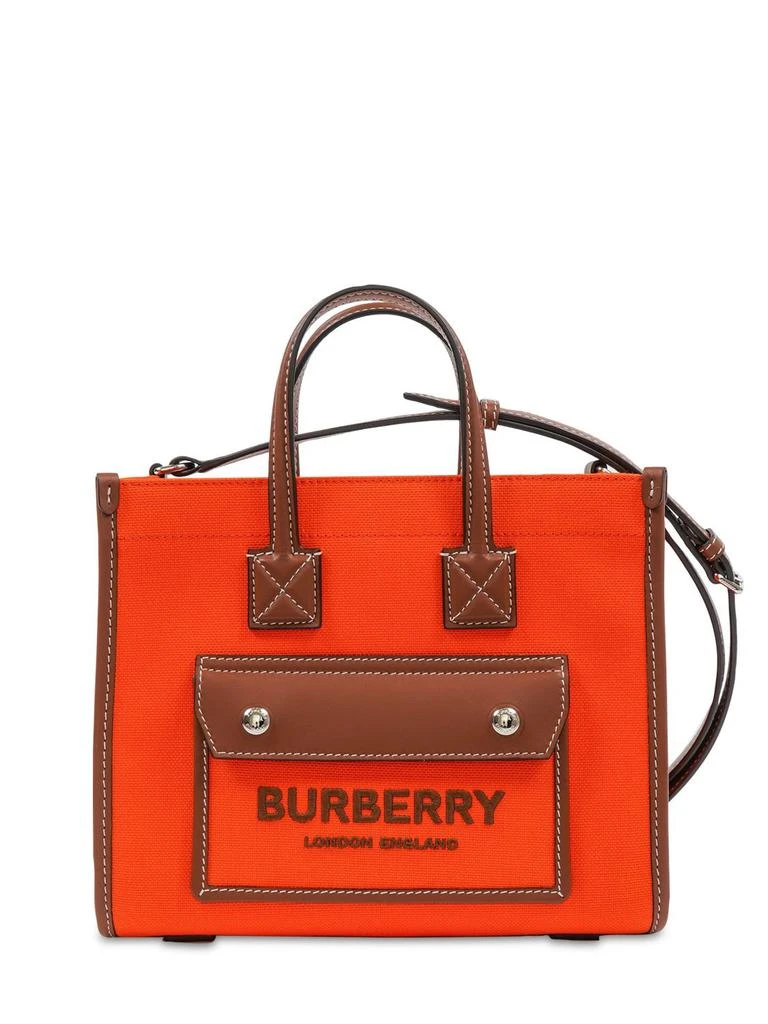 商品Burberry|Mini Freya Leather & Canvas Tote Bag,价格¥9556,第1张图片