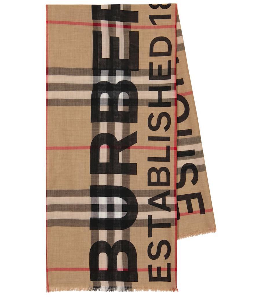 商品Burberry|Logo羊毛和真丝围巾,价格¥3822,第1张图片
