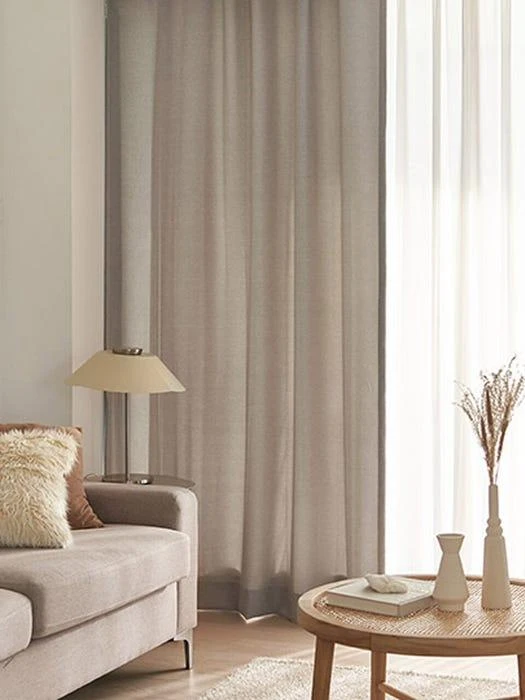 商品DECOVIEW|Midnight Linen Style Blackout Curtain (Set of 2)_Deep Beige,价格¥605,第2张图片详细描述