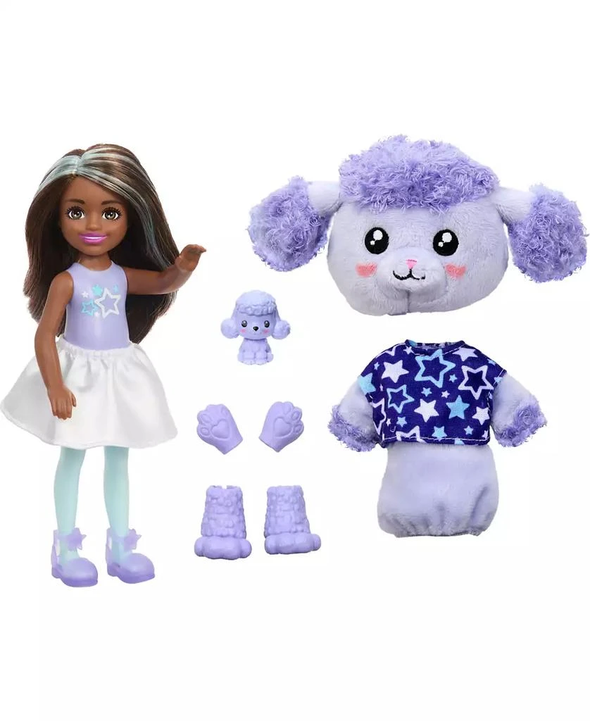 商品Barbie|Cutie Reveal Cozy Cute T-shirts Series Chelsea Doll & Accessories, Brunette Small Doll,价格¥81,第1张图片