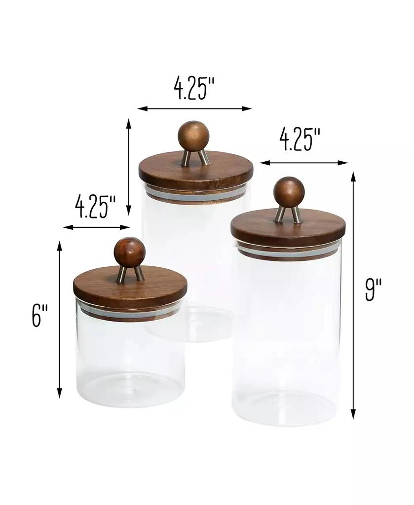 商品Honey Can Do|3-Pc. Acacia Top Glass Kitchen Canister Set,价格¥822,第2张图片详细描述