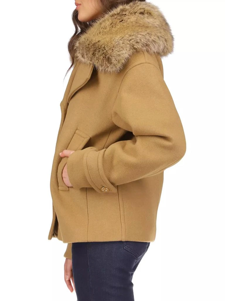 商品Michael Kors|Faux Fur Collar Wool-Blend Short Peacoat,价格¥3114,第3张图片详细描述