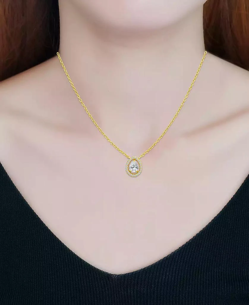 商品Giani Bernini|Cubic Zirconia Pear Halo Pendant Necklace in 18k Gold-Plated Sterling Silver, 16" + 2", Created for Macy's,价格¥497,第2张图片详细描述