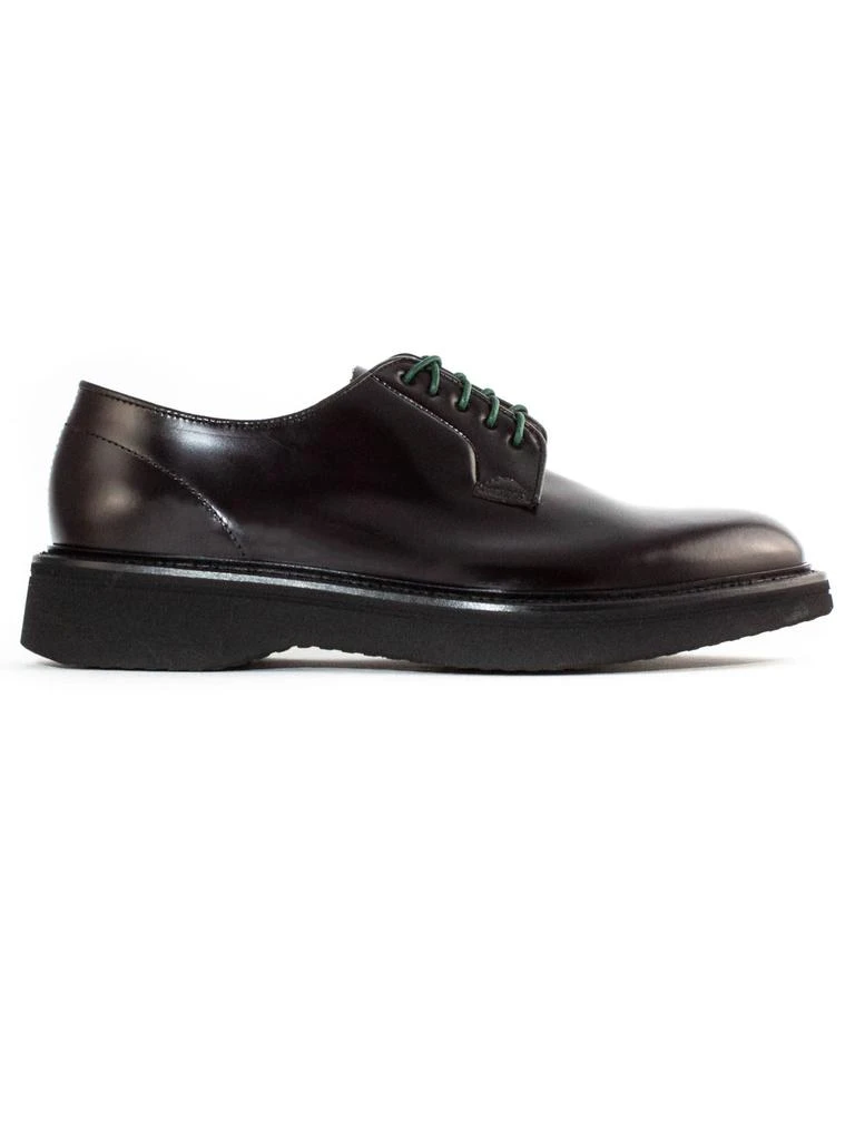 商品Green George|Black Brushed Leather Derby Shoes,价格¥2062,第1张图片
