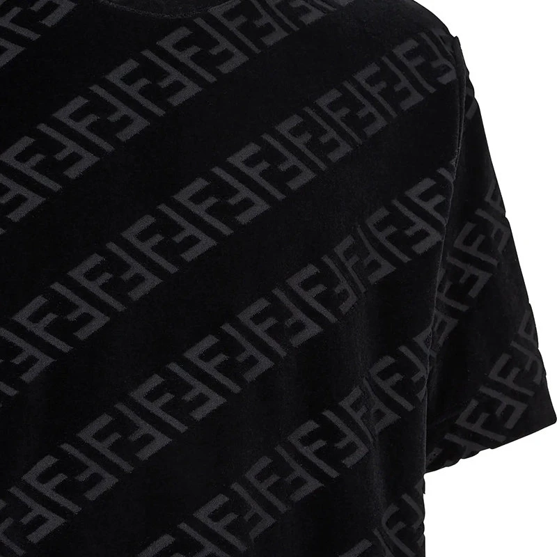 商品Fendi|【预售3-7天】FENDI/芬迪 2021年秋冬 男士黑色棉质斜纹FF图案圆领短袖T恤FY0936AHCAF0QA1,价格¥5319,第5张图片详细描述