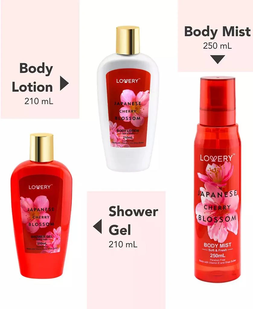 商品Lovery|Body Care Gift Set, Japanese Cherry Blossom Bath and Body Travel Set, 3 Piece,价格¥331,第4张图片详细描述