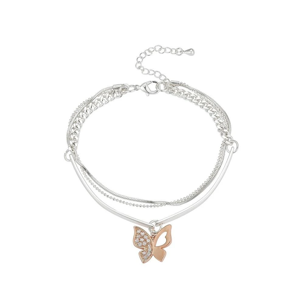 商品Unwritten|Rose Gold Two-Tone Crystal Butterfly Triple Strand Bracelet,价格¥105,第1张图片