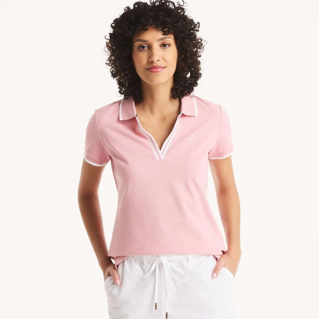 Womens Sustainably Crafted Ocean Split-Neck Polo 商品