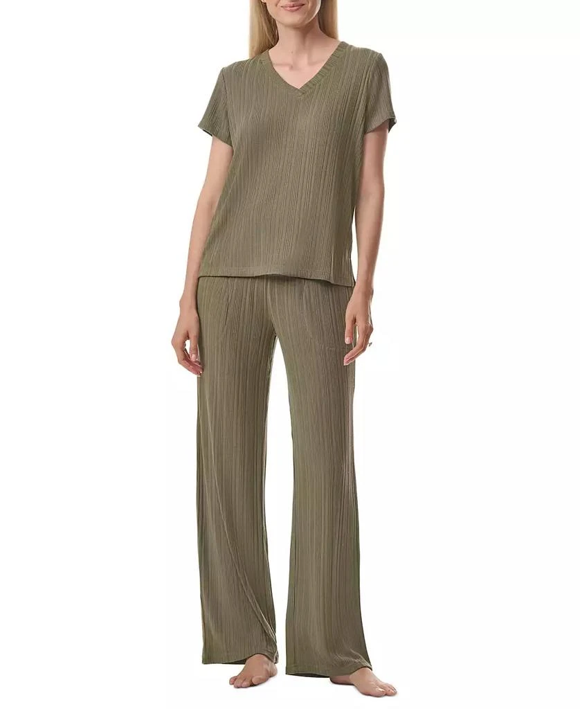 商品Tommy Hilfiger|Women's 2-Pc. Short-Sleeve Ribbed Pajamas Set,价格¥259,第1张图片