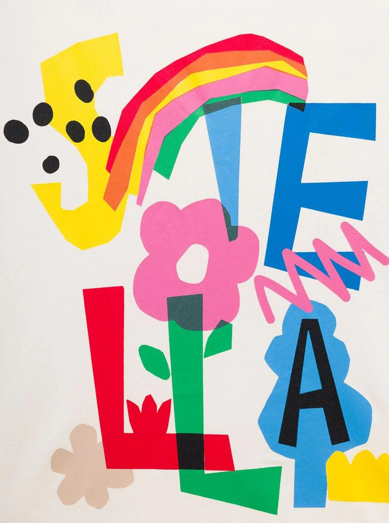 商品Stella McCartney|Stella McCartney Kids White Cotton T-shirt With Multicolor Logo Girl,价格¥691,第3张图片详细描述