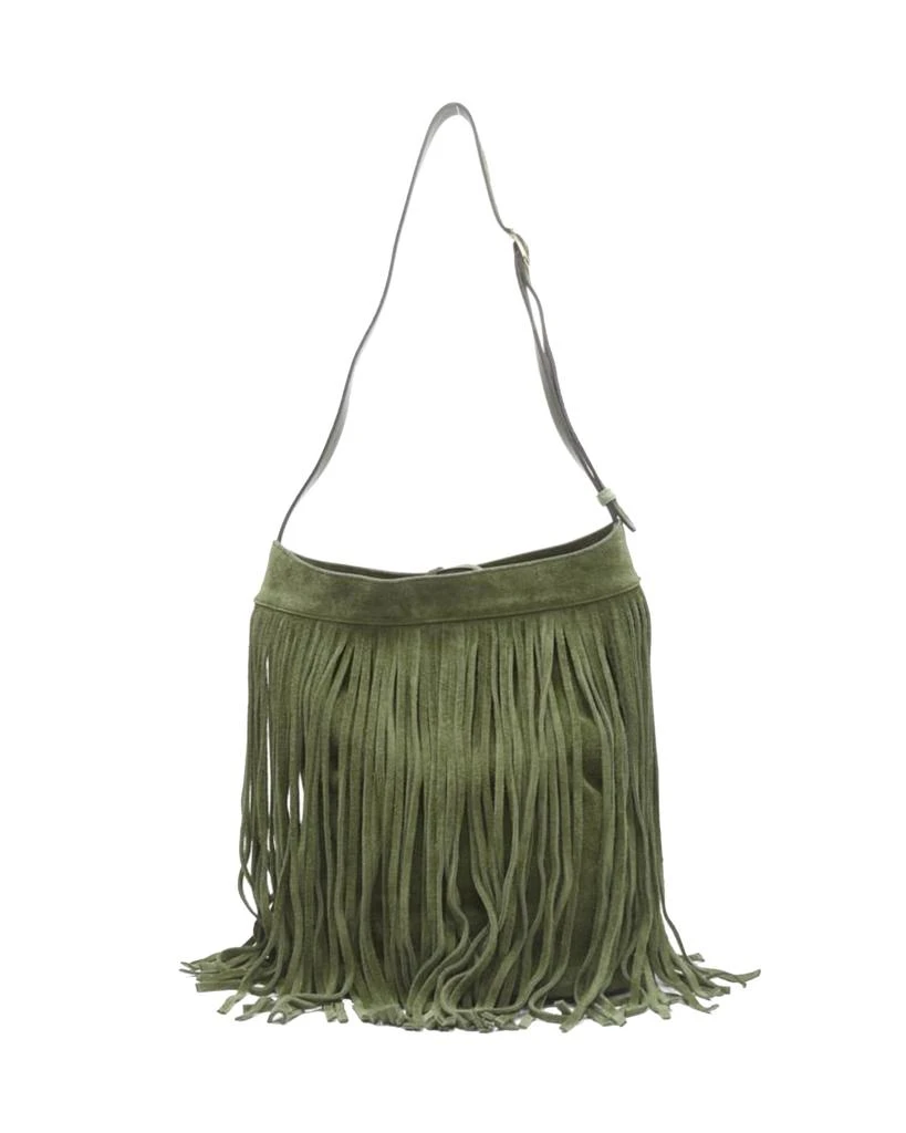 商品[二手商品] Celine|CELINE Hedi Slimane khaki green suede fringe medium bucket bag,价格¥17641,第1张图片