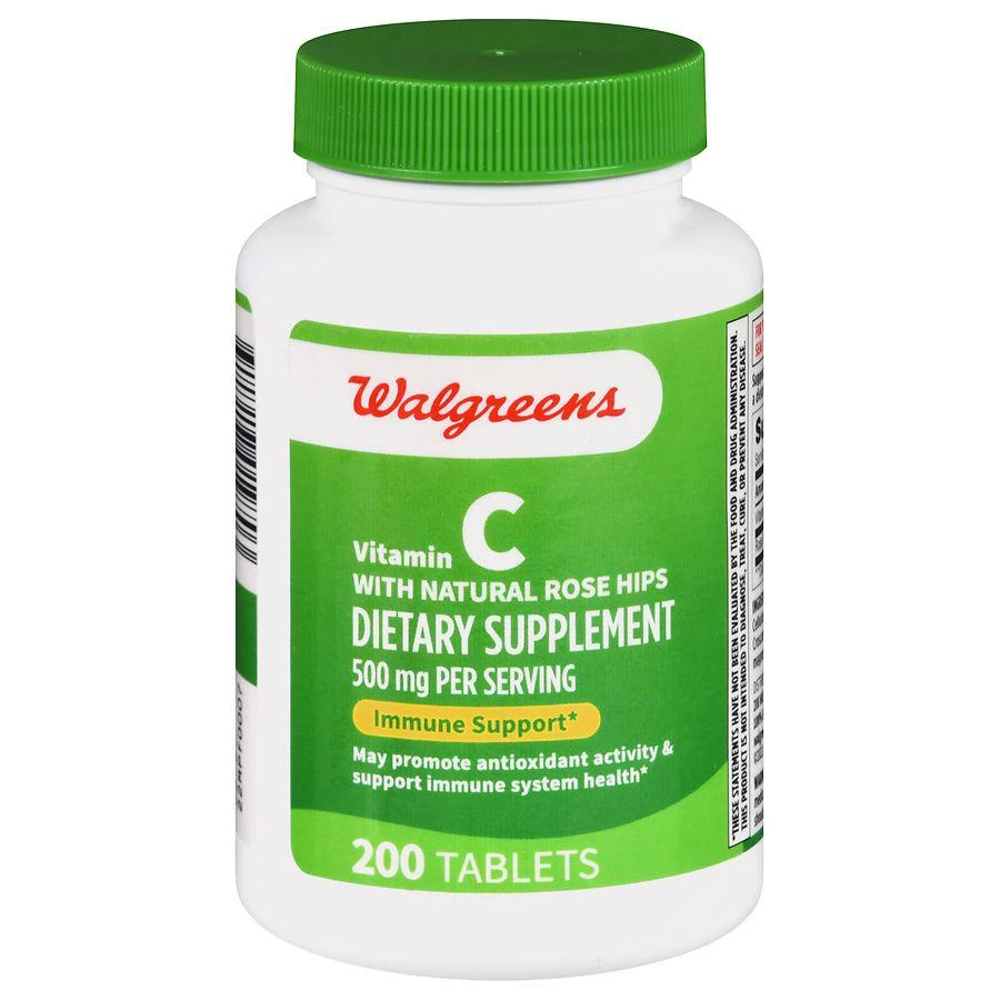 商品Walgreens|Vitamin C with Natural Rose Hips 500 mg Tablets (200 days),价格¥133,第1张图片