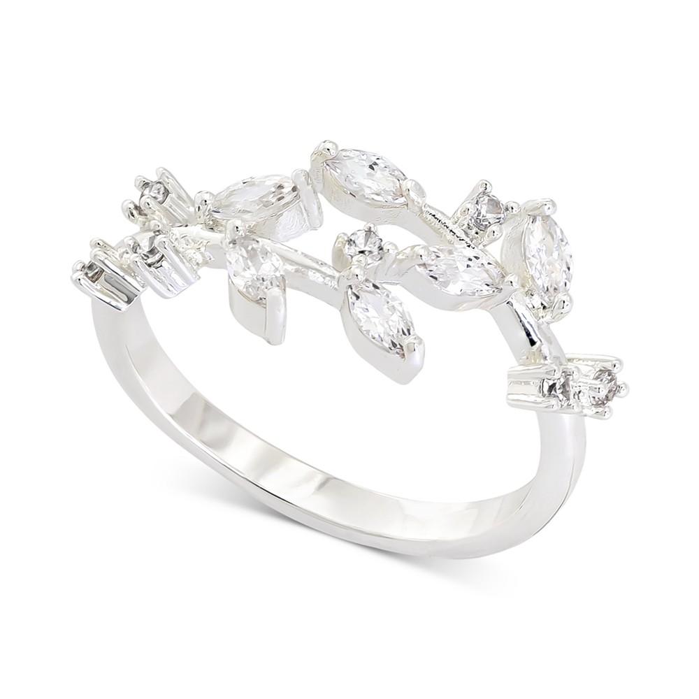 Silver-Tone Marquise-Crystal Leaf Band Ring, Created for Macy's商品第1张图片规格展示