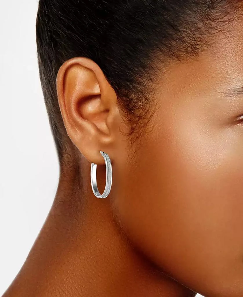 商品Macy's|2-Pc. Set Glitter Oval & Round Hoop Earrings in Sterling Silver,价格¥559,第3张图片详细描述