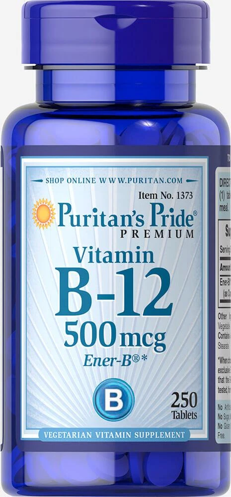 商品Puritan's Pride|素食版：维生素B12  500 mcg 250片,价格¥153-¥306,第1张图片