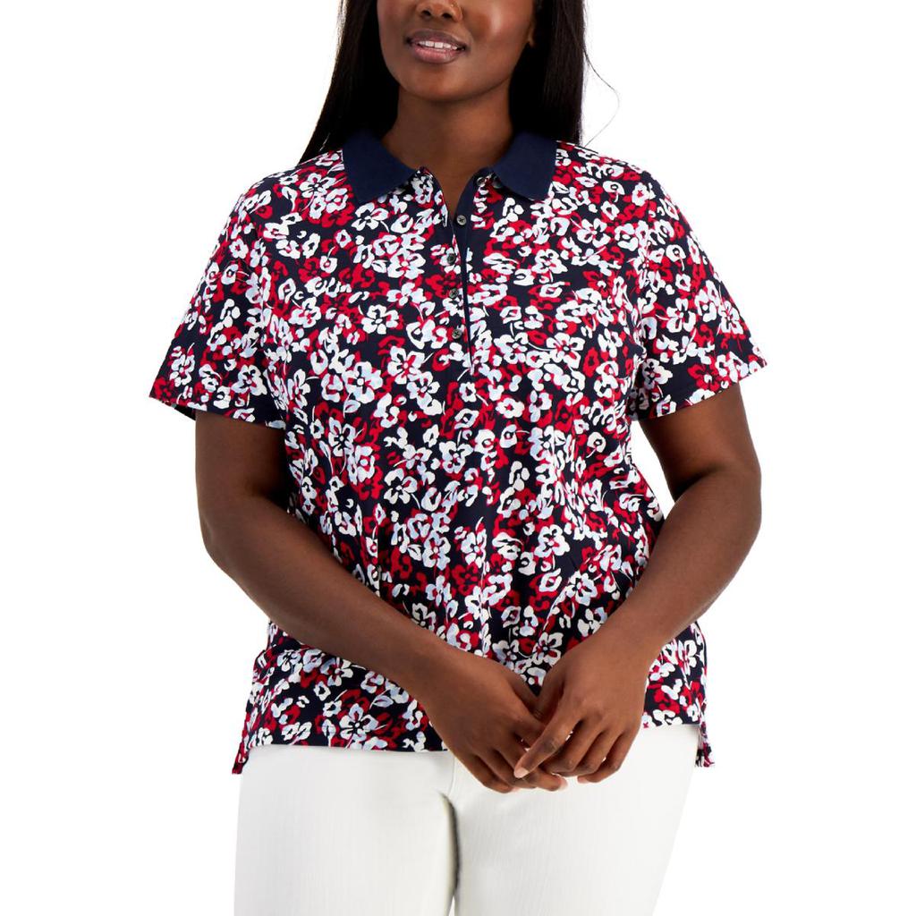 Tommy Hilfiger Womens Plus Hamilton Floral Cotton Polo Top商品第1张图片规格展示