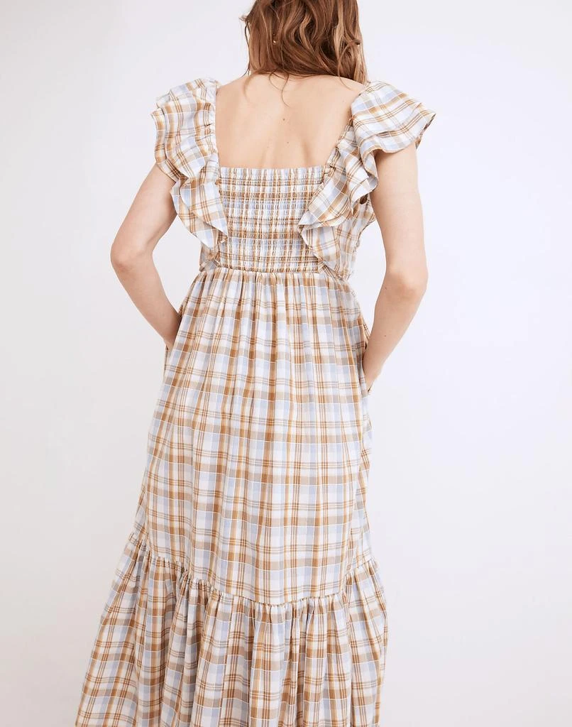 商品Madewell|Ruffle-Sleeve Tiered Midi Dress in Plaid,价格¥315,第3张图片详细描述