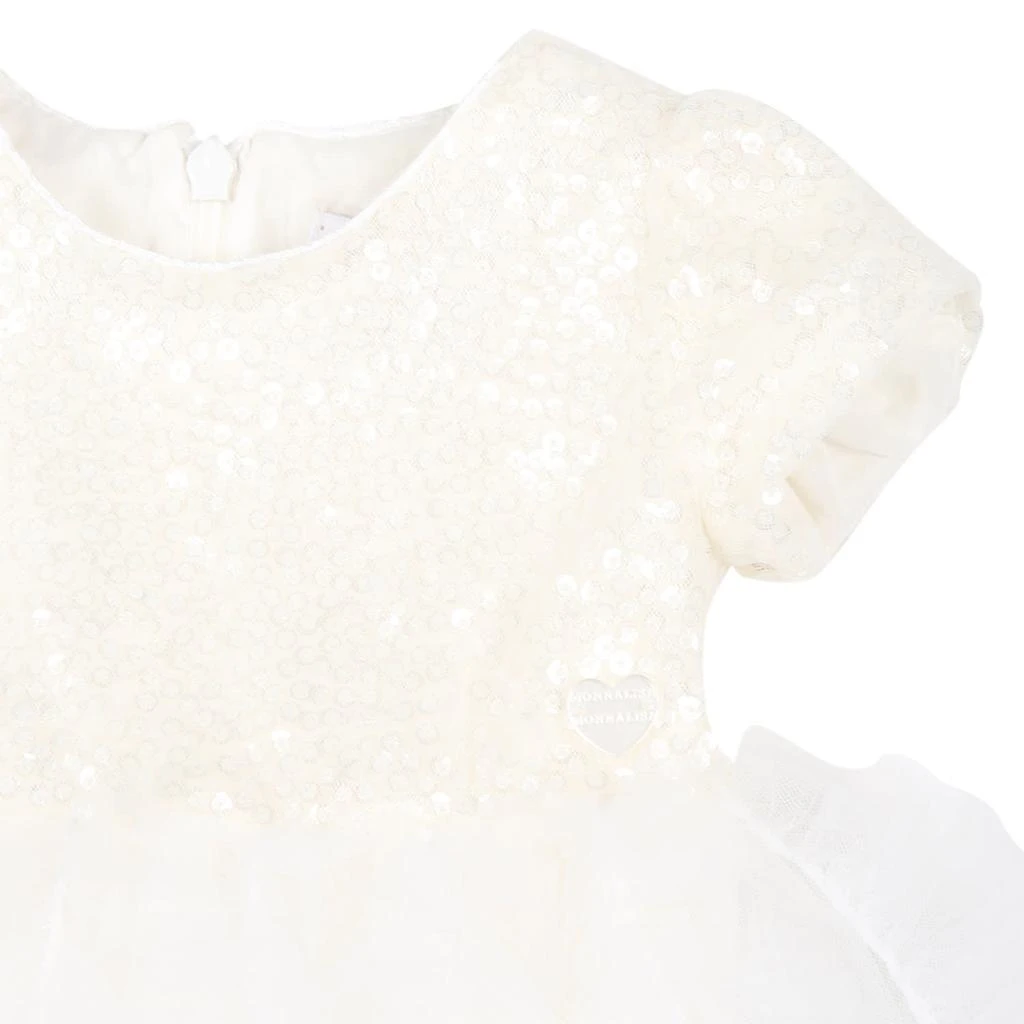 商品MONNALISA|White Dress For Baby Girl With Sequins,价格¥1872,第3张图片详细描述