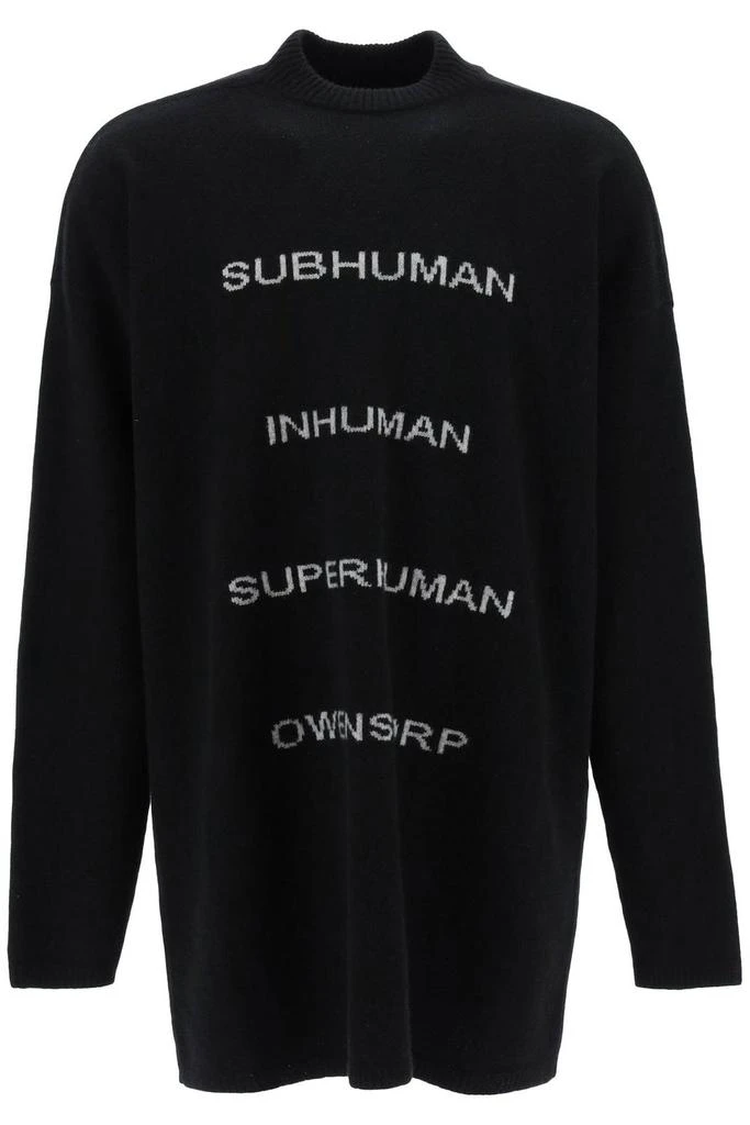 商品Rick Owens|Rick Owens Slogan-Embroidered Oversized Knit Sweater,价格¥3956,第1张图片