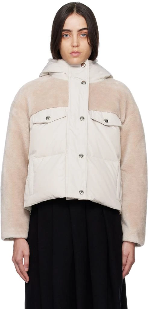 商品Yves Salomon|Beige Paneled Jacket,价格¥1496,第1张图片