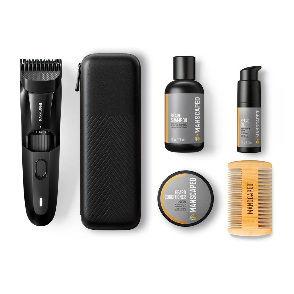 商品MANSCAPED|MANSCAPED® The Beard Hedger® Advanced Kit Includes Our Premium Precision Beard & Mustache Trimmer, Hydrating Shampoo, Softening Conditioner, Moisturizing Oil & Facial Hair Comb,价格¥418,第1张图片