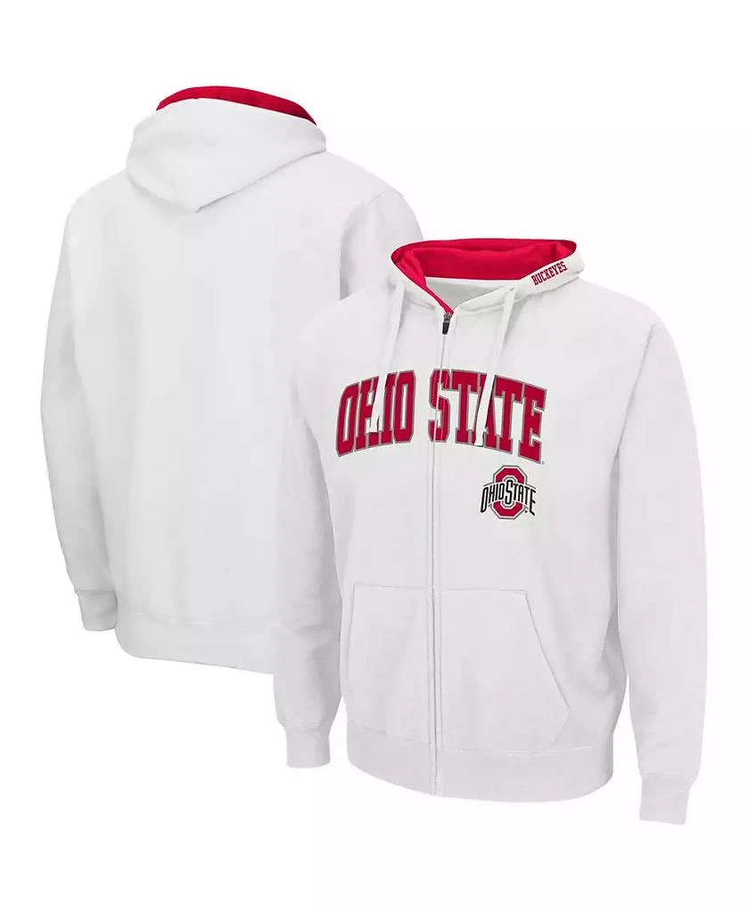 商品Colosseum|Men's White Ohio State Buckeyes Arch and Logo 3.0 Full-Zip Hoodie,价格¥329,第1张图片