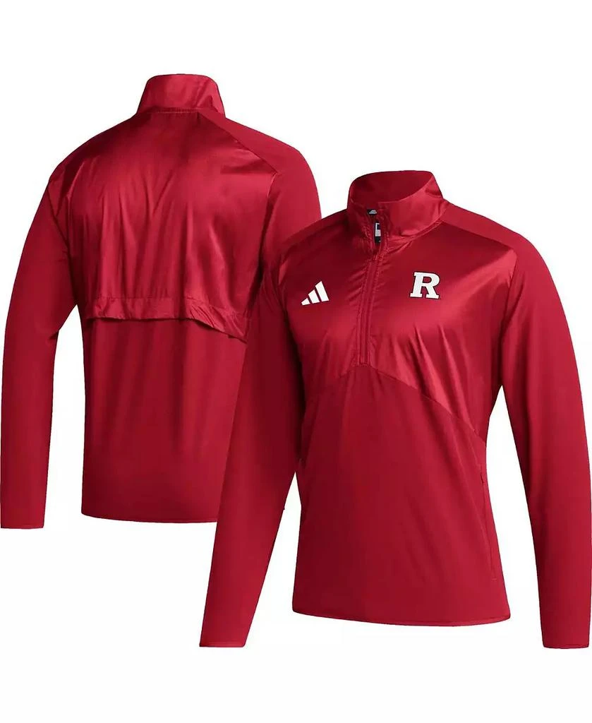 商品Adidas|Men's Scarlet Rutgers Scarlet Knights Sideline AEROREADY Raglan Sleeve Quarter-Zip Jacket,价格¥471,第1张图片