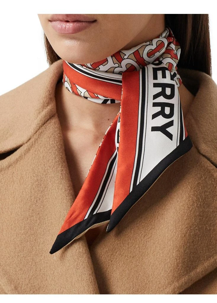 商品Burberry|Monogram and logo print silk skinny scarf,价格¥1747,第2张图片详细描述