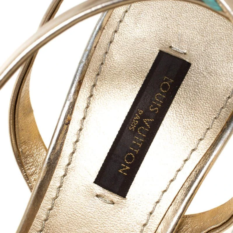 Louis Vuitton Metallic Gold Leather Classic Strappy Sandals Size 37 商品