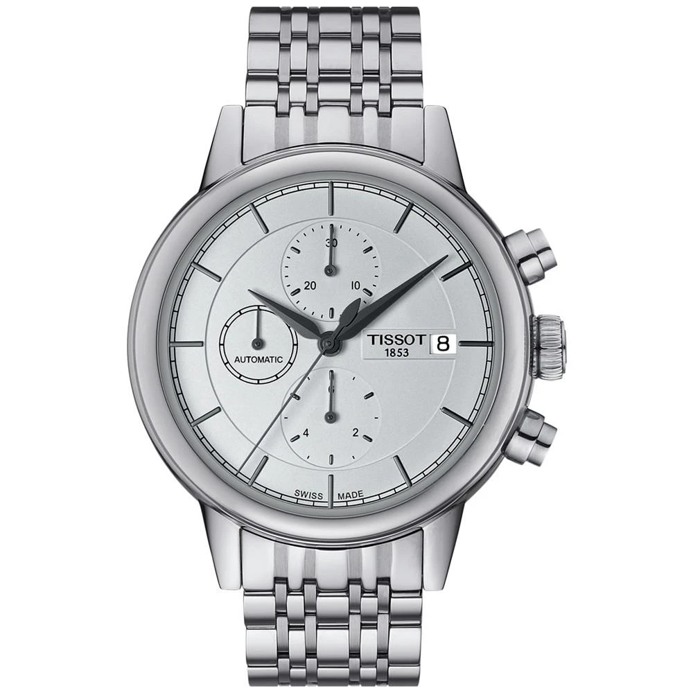 商品Tissot|Men's Swiss Automatic Chronograph Carson Stainless Steel Bracelet Watch 42mm,价格¥7228,第1张图片