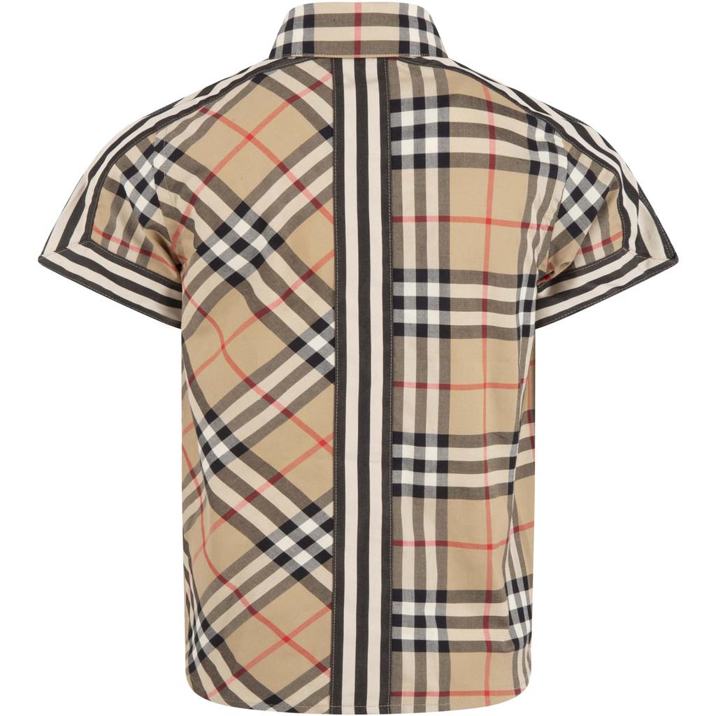 Burberry Beige Shirt For Boy With Logo商品第2张图片规格展示