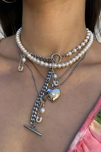 商品RIMOR JEWELRY|RIMOR Double Pin Through My Pearl Necklace,价格¥1209,第3张图片详细描述