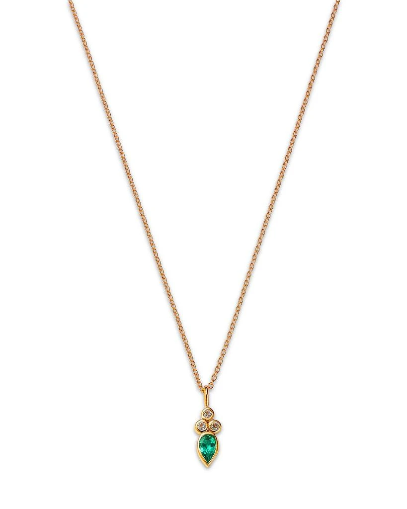 商品Moon & Meadow|14K Yellow Gold Italy Emerald & White Topaz Bezel Pendant Necklace, 16-18" - Exclusive,价格¥10966,第1张图片