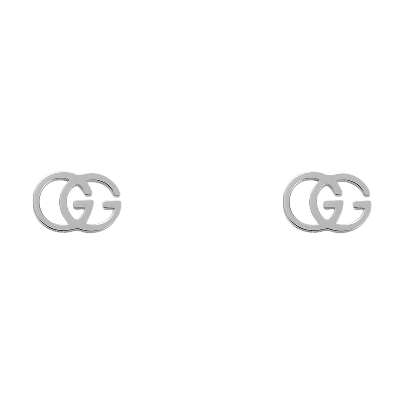 GUCCI/古驰 经典款18K金白金双G耳钉商品第1张图片规格展示
