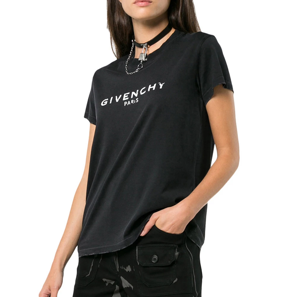 商品Givenchy|Givenchy 纪梵希 女士复古黑色球衣T恤 BW704X3Z0L-001,价格¥2228,第1张图片