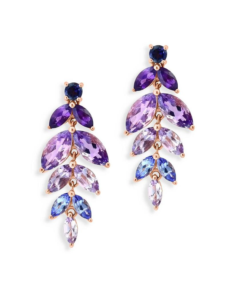 商品Bloomingdale's Fine Collection|Multi Gemstone Leaf Drop Earrings in 14K Rose Gold,价格¥20594,第1张图片