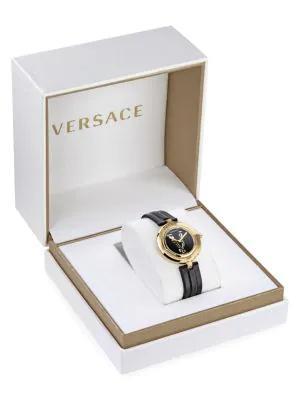 商品Versace|43MM Goldtone Stainless Steel & Leather Strap Watch,价格¥3669,第6张图片详细描述