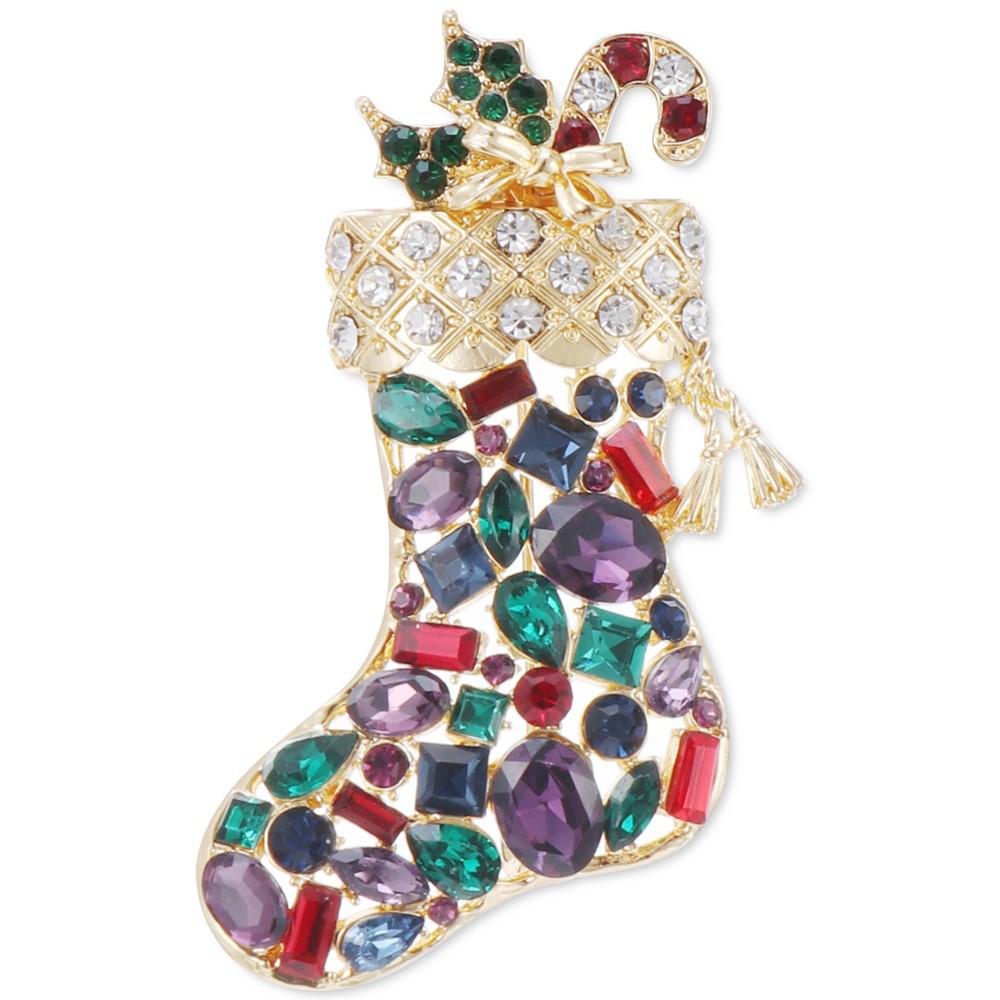 Gold-Tone Multicolor Crystal Stocking Pin, Created for Macy's商品第1张图片规格展示