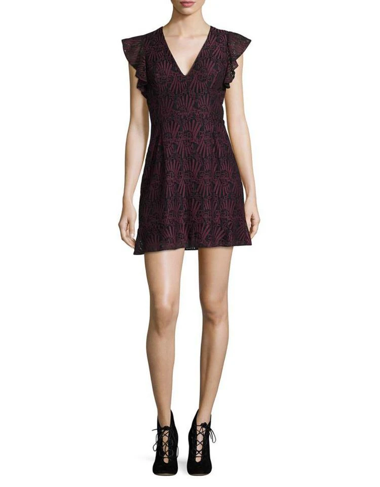 商品BCBG|Lace Ruffle-Sleeve A-Line Dress,价格¥978,第2张图片详细描述