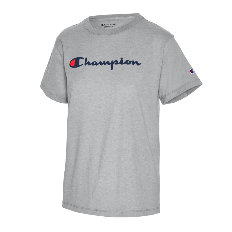 Champion 女士灰色字母logo图案圆领短袖T恤 GT18H-Y08113-021商品第2张图片规格展示